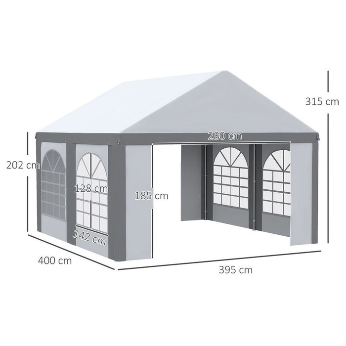 High Quality 4x4m Party Tent, Marquee Gazebo with Sides, Windows & Doors