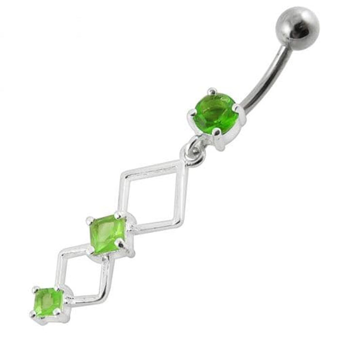 Fancy Jeweled Dangling Curved Bar Navel Ring Body jewelry