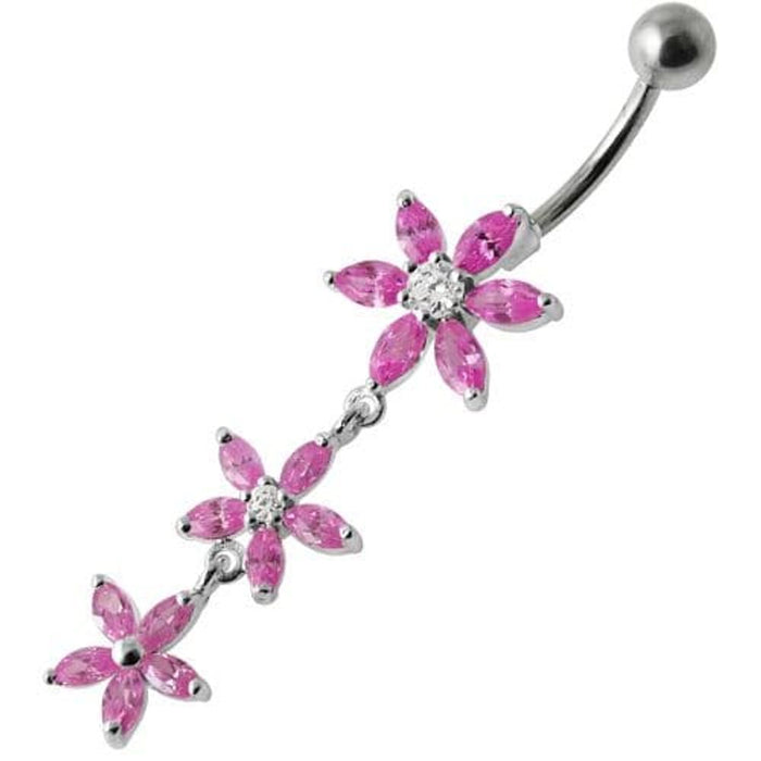 Fancy  Multi Star Dangling SS Bar Navel Ring