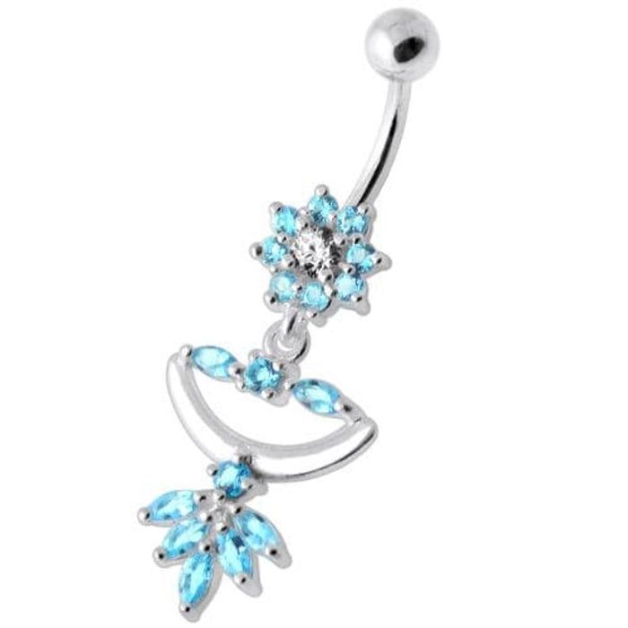 Flower Jeweled Chandelier Navel Ring