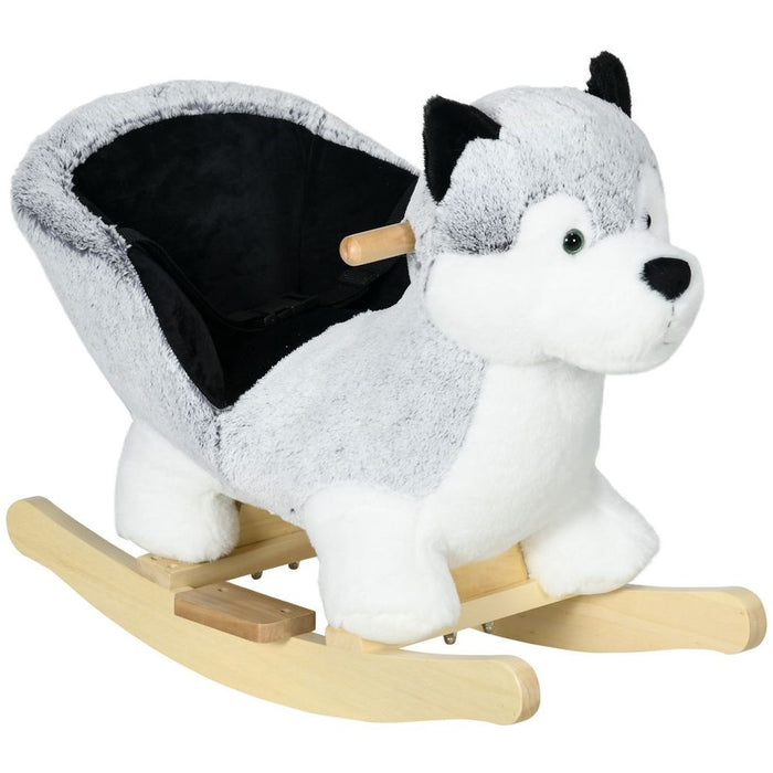 HOMCOM Husky-Shaped Baby Rocking Horse with Seatbelt, for Ages 18-36 Months