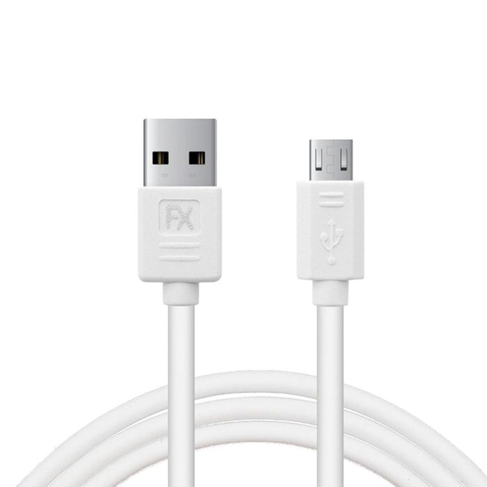 FX Powabud USB Data Cable - Fast Charge & Sync - Micro USB - White - Compatible with Samsung, HTC, Motorola