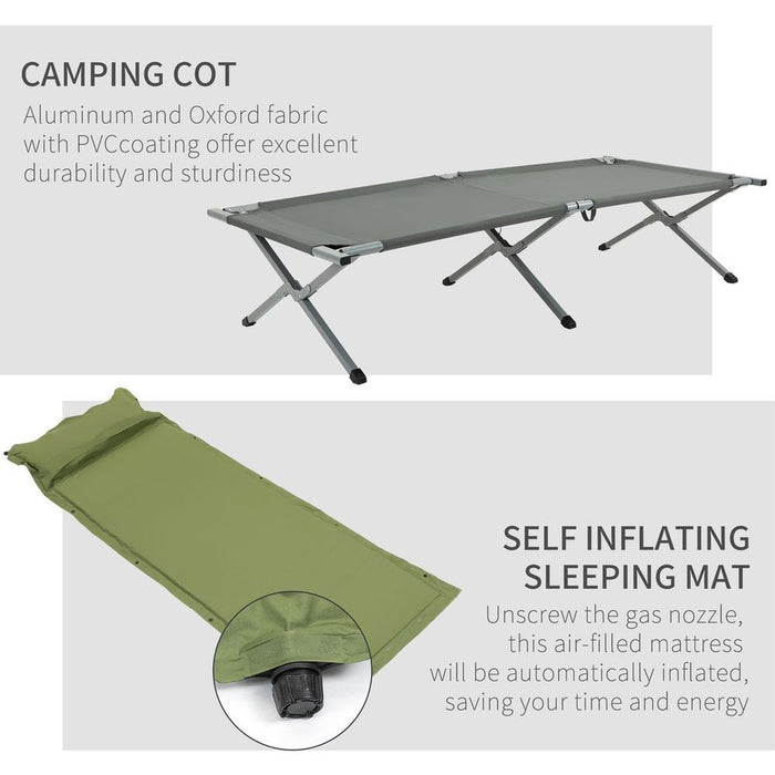 Outsunny Camping Tent Cot w/ Self-Inflating Air Mattress | Carry Bag - Comfort & Convenience!