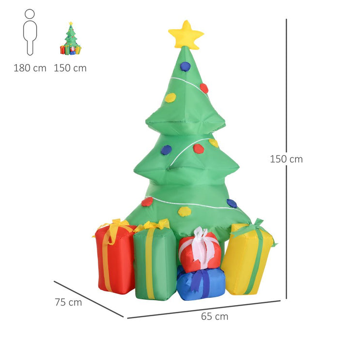 5ft Inflatable Christmas Tree Xmas Air Blown  LED Lawn Yard Outdoor Ornaments