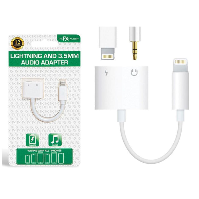 The FX Factory Lightning & 3.5mm Audio Adapter, White