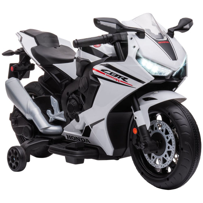 HOMCOM Honda Licensed 6V Kids Electric Motorbike Ride On Motorcycle Vehicle w/Headlights, Music, Training Wheels, for Ages 3-5 Years White