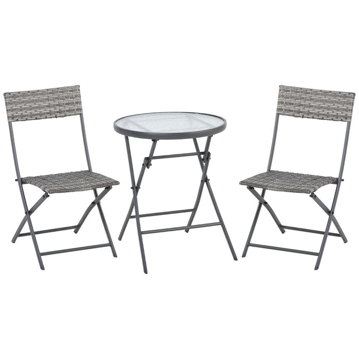 High-quality Foldable 3-Piece Patio Wicker Bistro Set - Outdoor Chair Set by Outsunny