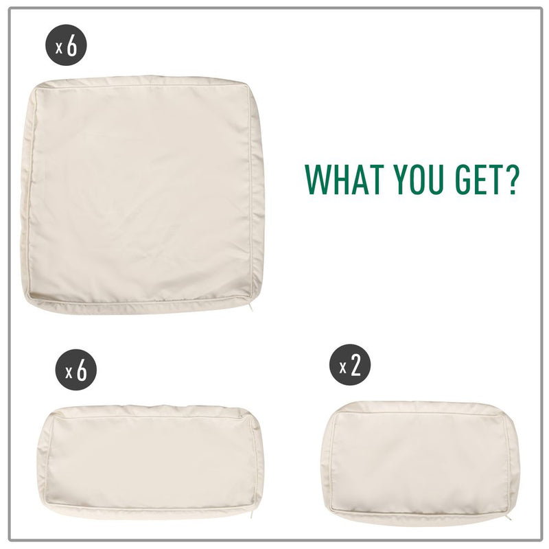 12-Piece Cushion Cover Replacement for Outdoor Garden Rattan Furniture Beige