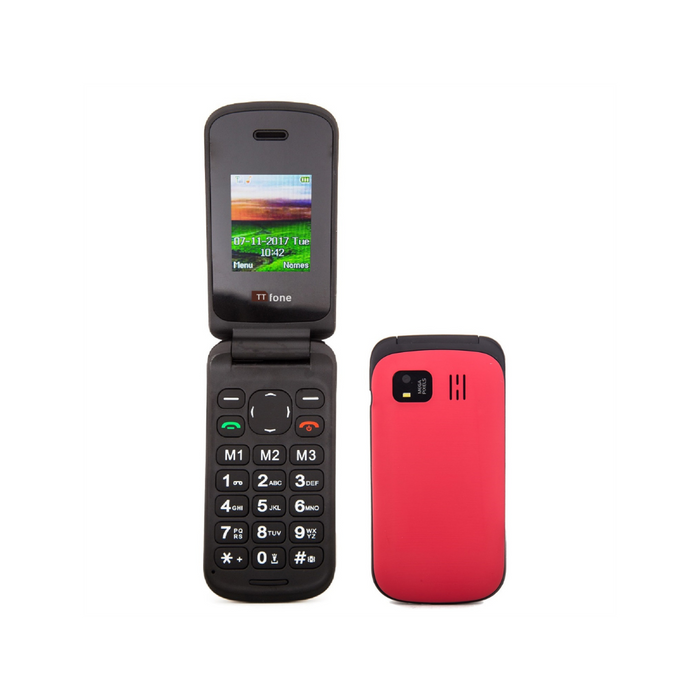 High-Quality Red Flip Phone: TTfone TT140 with USB Cable, Vodafone Pay As You Go