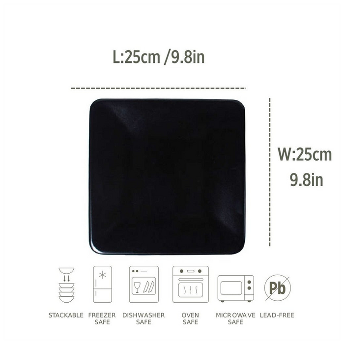 Ceramic Serving Plate&Platter Black Pearl Black 25x25cm