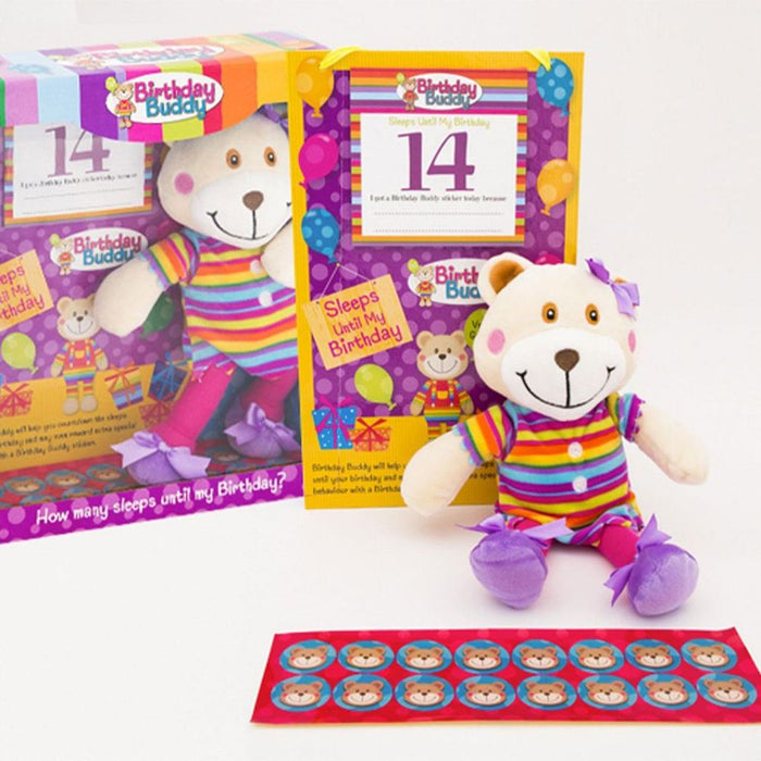 Ultimate Birthday Buddy (Girl) & (Boy) Toy - Countdown, Plush Bear, Calendar, Stickers!