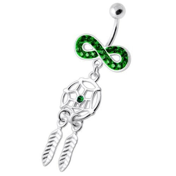 Infinity with Dream catcher Dangling Belly bar