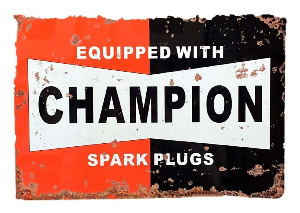 Vintage Metal Champion Spark Plugs Wall Sign Plaque