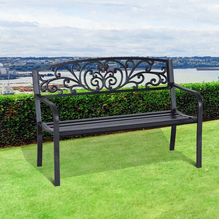 Premium Steel Outdoor Bench - Comfortable 2-Seater Garden Seating - Elegant & Durable - Ideal for Relaxing Outdoors