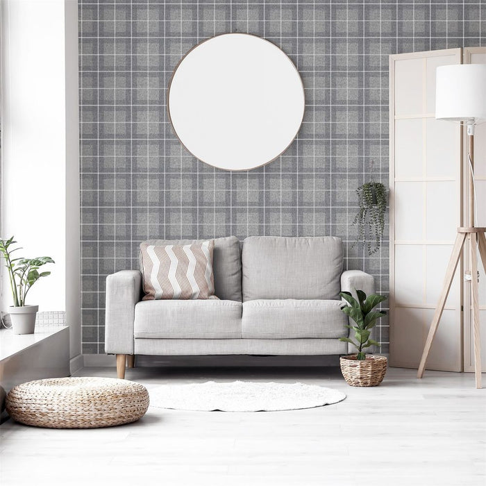 Premium Heritage Check Grey/Silver Scarf