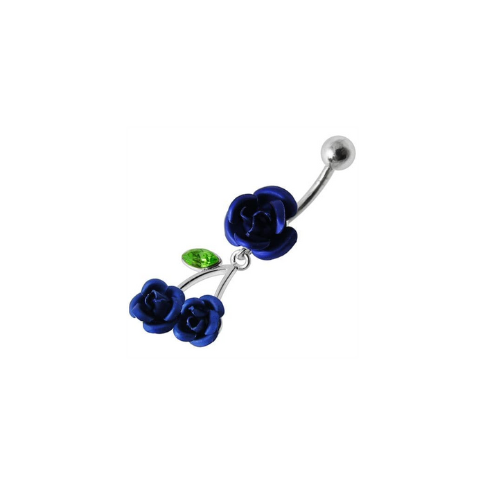 Jeweled Roses Dangling Belly Ring