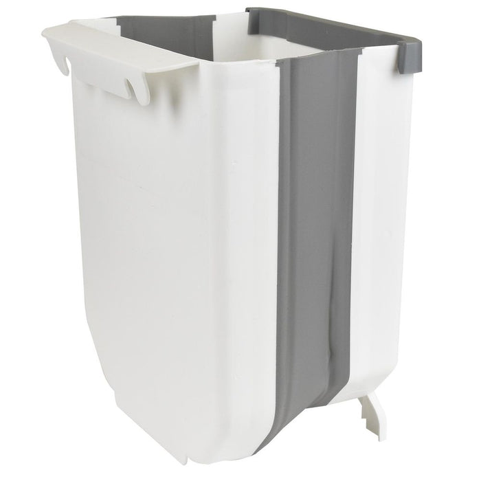 ASAB Foldable Trash Bin - Space Saving White/Grey Design - Sturdy and Practical - Easy Installation - 8L Capacity