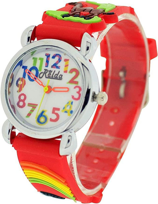 Relda Children's Analog 3D Zoo Animals Red Silicone Girl's Watch REL106