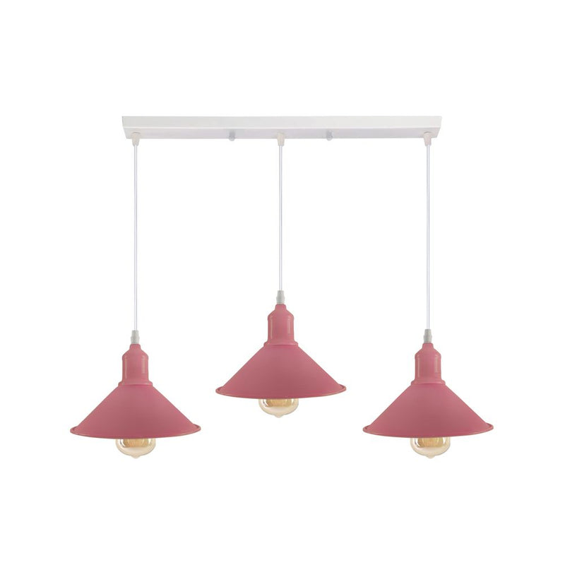 Industrial Vintage Loft Kitchen Bar 3 Lights Fittings Ceiling Cone Metal E27