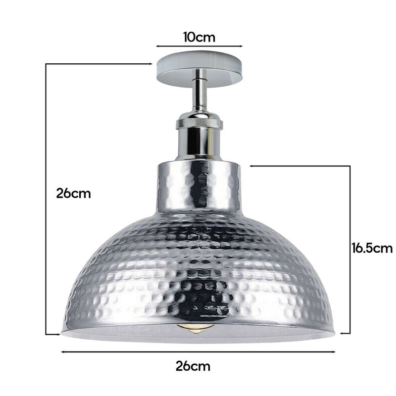 Vintage Industrial Style Flush Mount Metal Chrome Ceiling Light