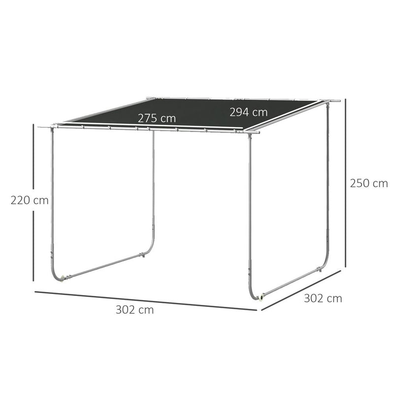 Outsunny 3x3(m) Mobile Pergola Kit, Event Shelter with Wheels, UV30+