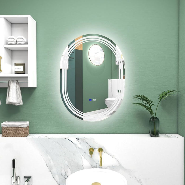 kleankin Bathroom Mirror with LED Lights, 3 Colours, Anti-fog, 70 x 50cm