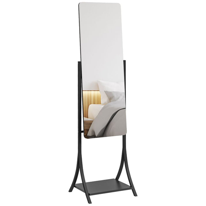 HOMCOM Adjustable Full Body Mirror w/ Shelf - Freestanding, Modern, High Quality