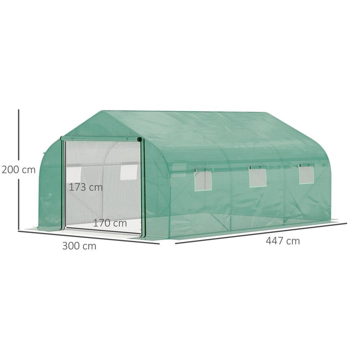 Premium 15x10ft Walk-in Greenhouse: Strong PE Cover, ZipDoor, 6 Windows, Ideal for Year-Round Gardening