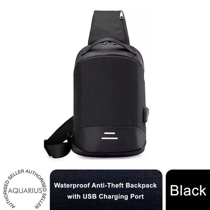 Aquarius Waterproof Anti-Theft USB Laptop Backpack - Travel School Bag