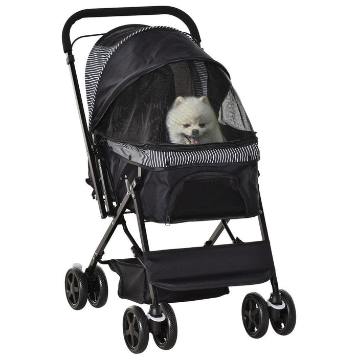 Premium Pet Stroller: Foldable with Reversible Handle, Ideal for Cats or Small Dogs. Comfortable & Stylish, Black