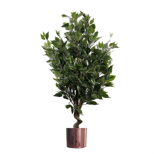 110cm Artificial Evergreen Ficus Tree Copper Planter