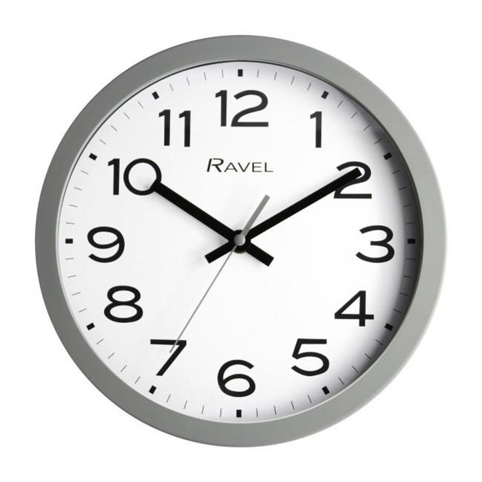 Ravel 25cm White Dial Grey Wall Clock - High Quality, Silent Sweep, Easy Read