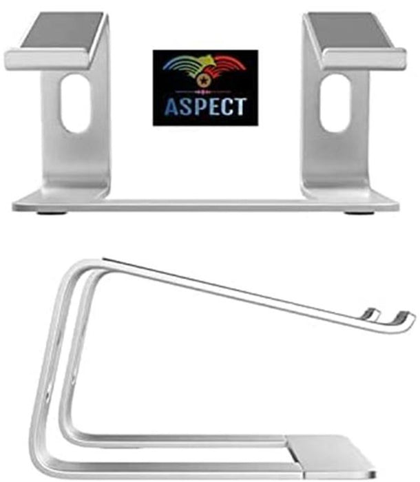 Aspect Metal Desktop Laptop Stand Compatible with All MacBook and Laptops Size Range 10 to 15.6 Inches (SLIVER)