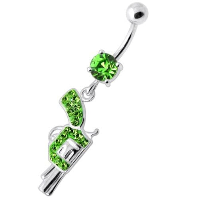 Multi Jeweled Dangling Gun Navel bar