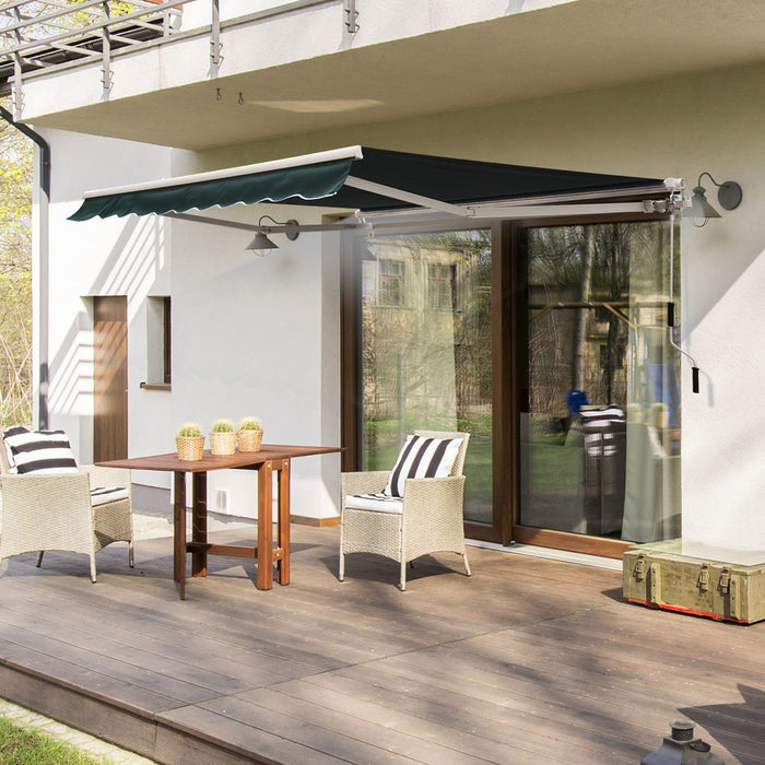 Durable 2.5m x 2m Manual Retractable Sun Shade Awning - Outdoor Patio Canopy Shelter