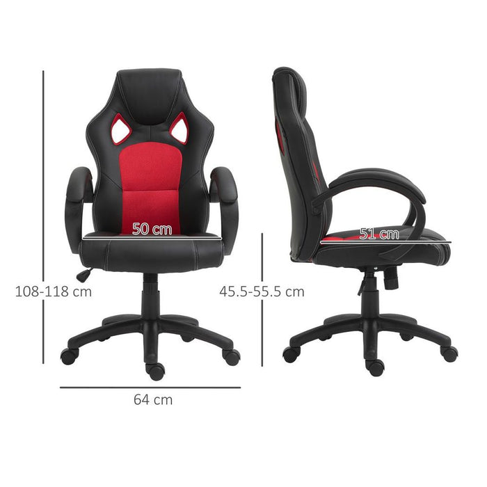 High-Quality Executive Racing Gaming Office Chair | Adjustable Height | 360° Swivel | PU Leather | Black