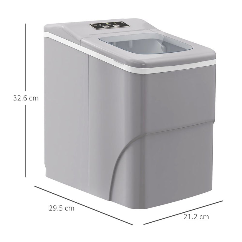 HOMCOM Ice Maker 12kg/24H Production with Scoop Basket for Home Office Silver