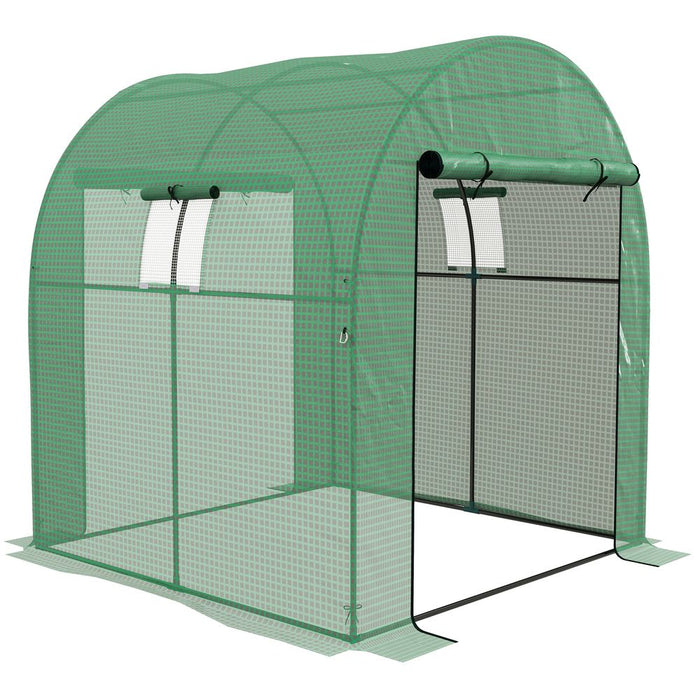 Outsunny 1.8 x 1.8 x 2m Polytunnel Greenhouse with Doors and Mesh Windows