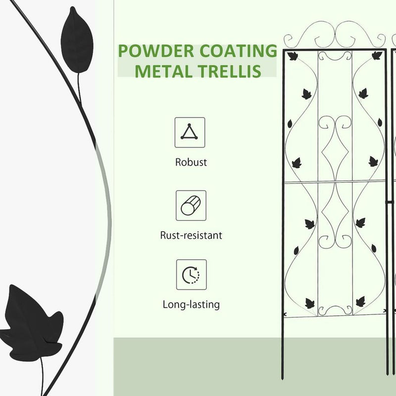 Premium Outsunny Metal Trellis Set - 2-Pack, Leaf Design
