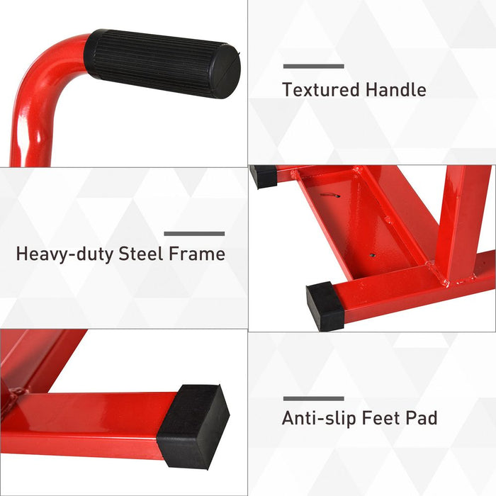 DURHAND 150KG Steel Motorbike Jack Lift Rubber Platform Crank Lift Manual Repair Clean Hoist Table Assist Off-Road Dirt Bike Stand Red - 27.5/39.5 Hcm