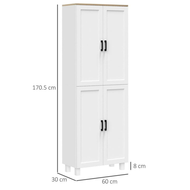 HOMCOM Modern Kitchen Cupboard Storage Cabinet with 4 Shelves, White