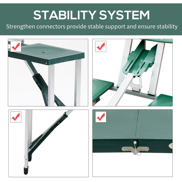 Portable Folding Picnic Table Set | 4-Seater Aluminum Chairs with Umbrella Hole