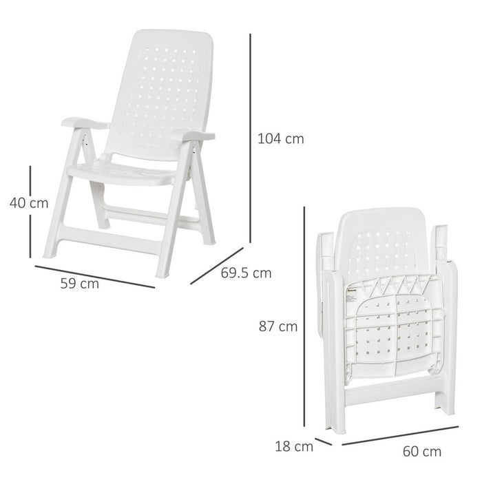 Portable 2-Pack Reclining Armchairs - Folding Dining Chairs, 4-Position Backrest, White