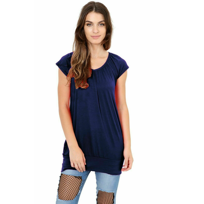 Ladies Short Sleeves Gathering Top