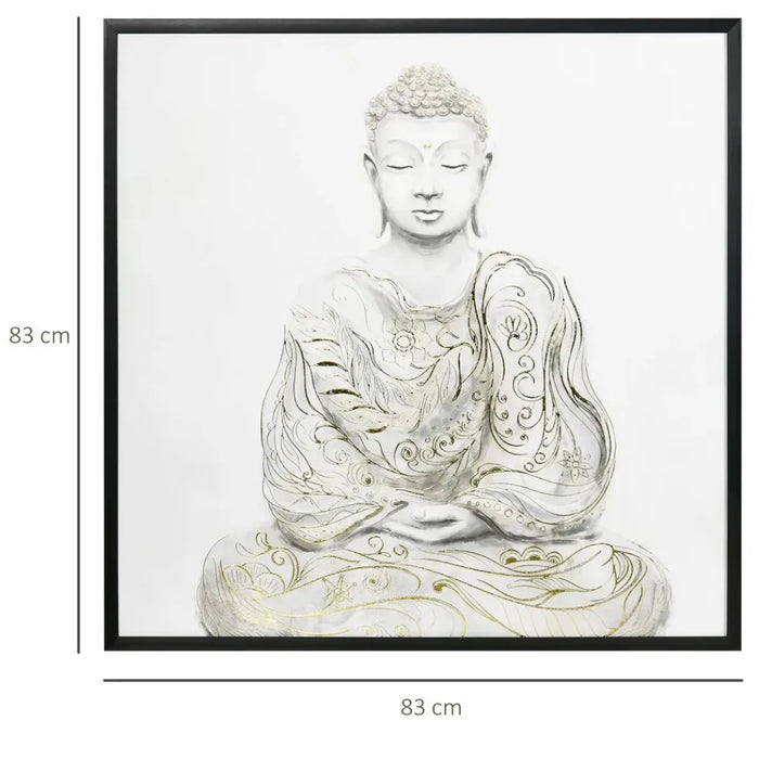 Canvas Wall Art Gold Textured Buddha, Wall Pictures Home Decor, 83 x 83 cm