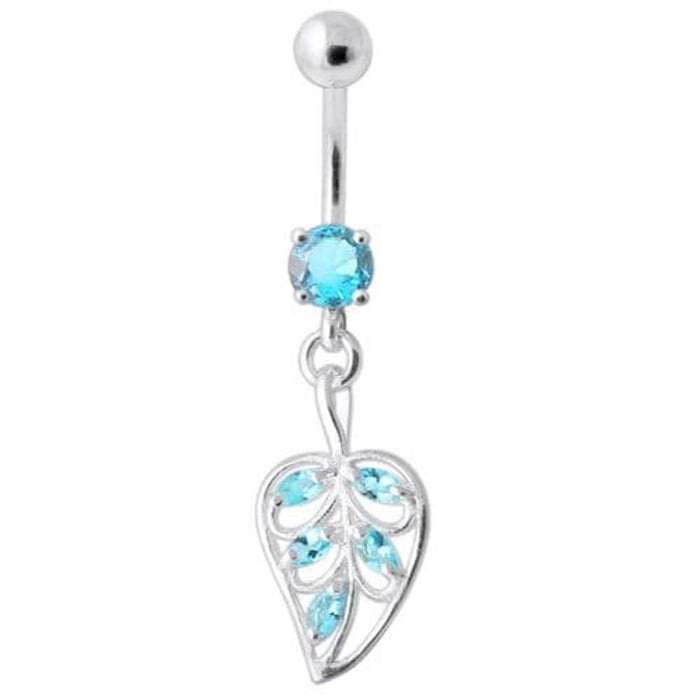 Jeweled Leaf Navel Belly Ring