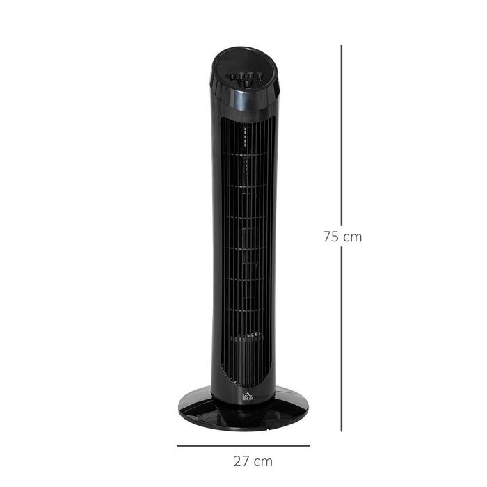 30" Tower Fan Noise Reduction Wind 3-Level Cool ABS Indoor Black HOMCOM