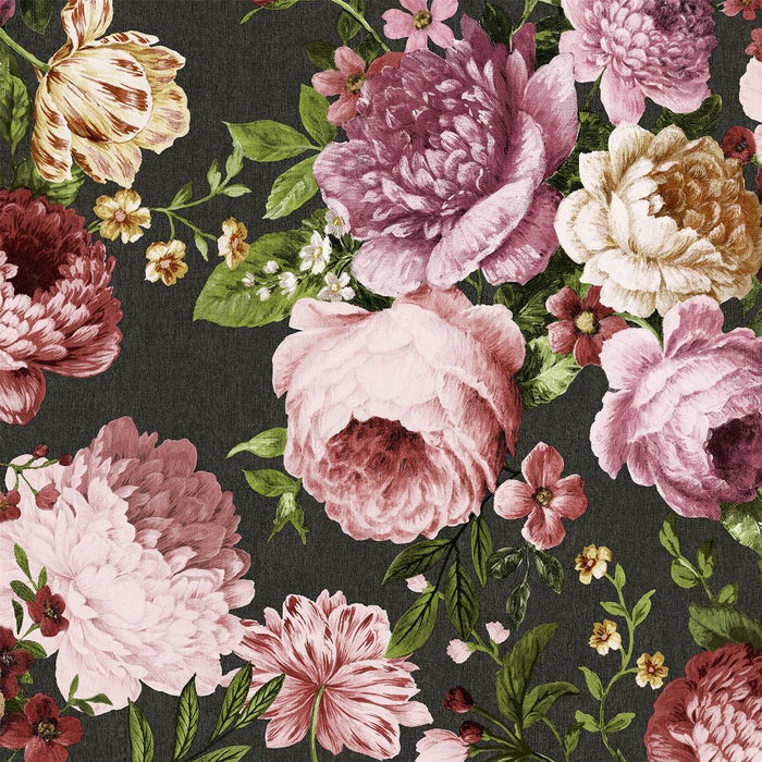 Premium Quality Tapestry: Floral Charcoal/Pink Design