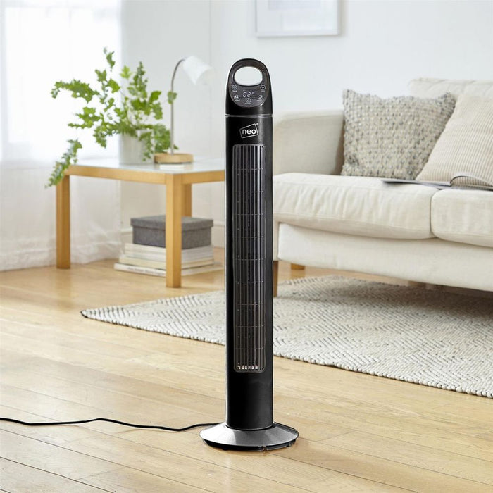 Neo 33" Aroma Fan - Black: Cooling, Aromatherapy, 3 Speeds