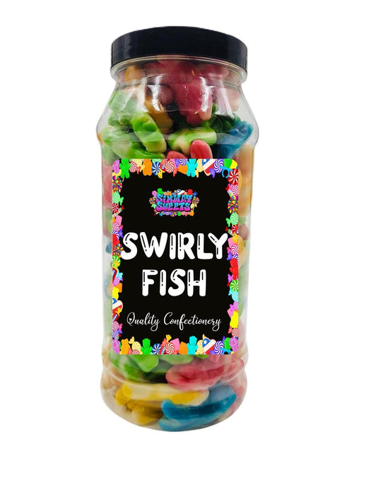 Deluxe Swirly Fish Gummy Jelly Sweets - Retro Gift Jar